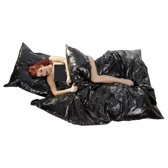Fetish - Vinyl szex ágynemű (fekete, 135x200 cm)