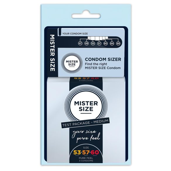 Mister Size óvszer Tesztcsomag Péniszmérővel - 3db