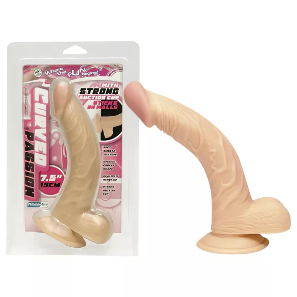NMC 7.5 - hajlított natúr dildó (19 cm)