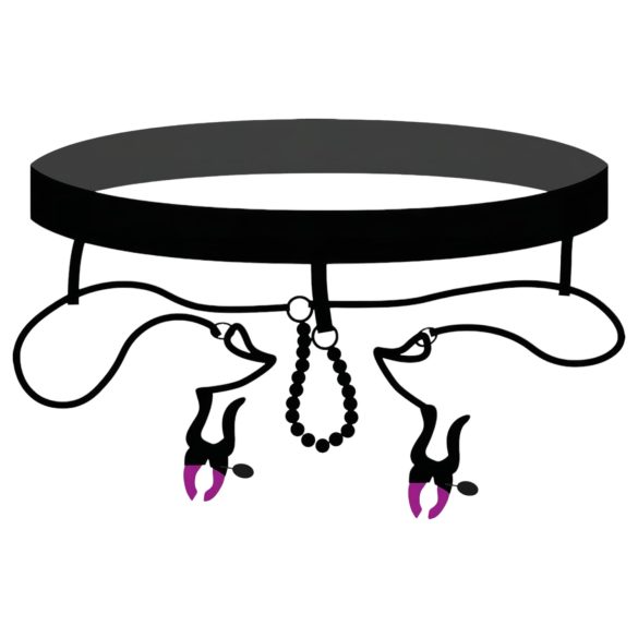 Bad Kitty - intim széthúzó csipesz alsóval - lila-fekete (S-L)