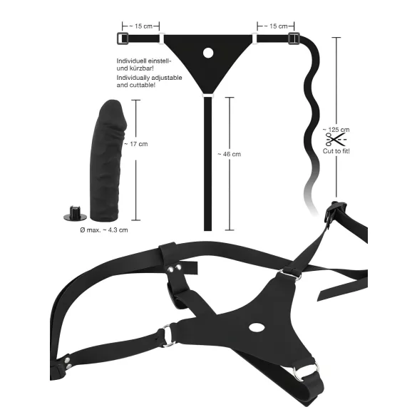 You2Toys - Silicone Strap-On - felcsatolható dildó (fekete)
