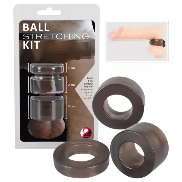 You2Toys - Ball - pénisz- heregyűrű és nyújtó szett - (szürke)