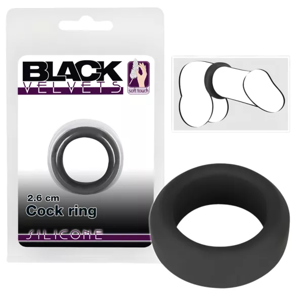 Black Velvets - vastagfalú péniszgyűrű (2,6cm) - fekete