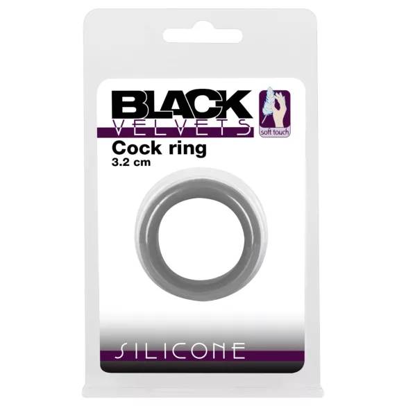 Black Velvets - vastagfalú péniszgyűrű (3,2cm) - fekete