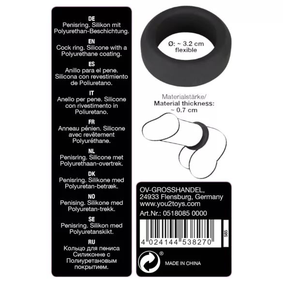 Black Velvets - vastagfalú péniszgyűrű (3,2cm) - fekete