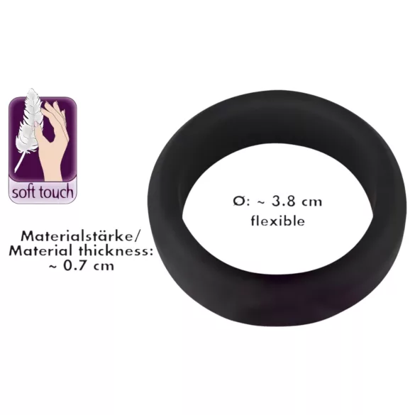 Black Velvets - vastagfalú péniszgyűrű (3,8cm) - fekete