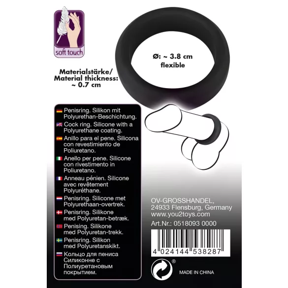 Black Velvets - vastagfalú péniszgyűrű (3,8cm) - fekete