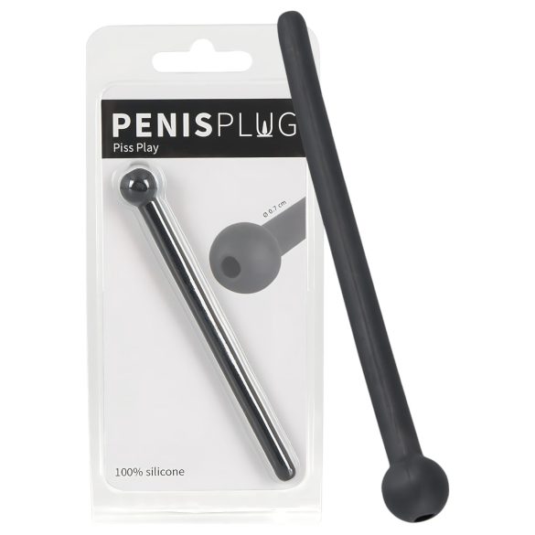 Dilator Piss Play - üreges, szilikon húgycső tágító (fekete)