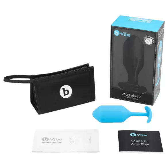 b-vibe Snug Plug 3 - dupla golyós butt plug (180g) - kék