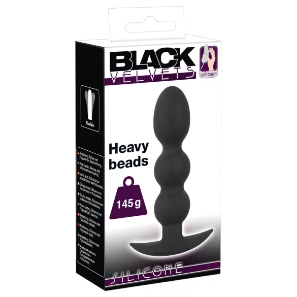 Black Velvets Heavy - 145g-os gömbös anál plug (fekete)