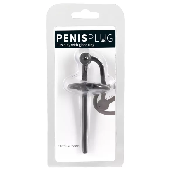 You2Toys - Penisplug - szilikon makkgyűrű üreges dilátorrall (fekete)