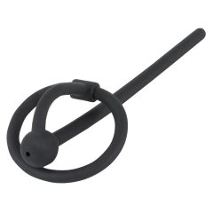   Penisplug - szilikon makkgyűrű üreges húgycsőrúddal (fekete)