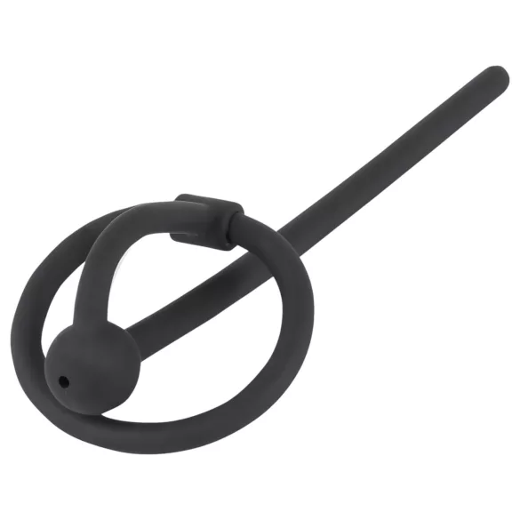 You2Toys - Penisplug - szilikon makkgyűrű üreges dilátorrall (fekete)