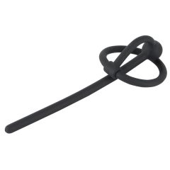   Penisplug - szilikon makkgyűrű üreges húgycsőrúddal (fekete)