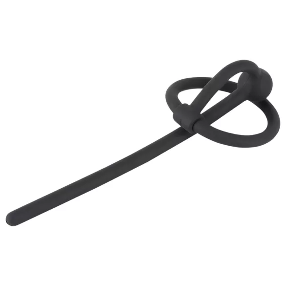 You2Toys - Penisplug - szilikon makkgyűrű üreges dilátorrall (fekete)