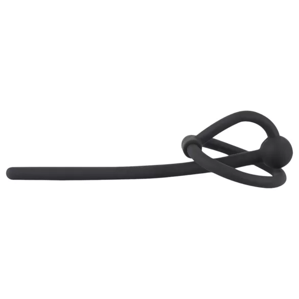 You2Toys - Penisplug - szilikon makkgyűrű üreges dilátorrall (fekete)