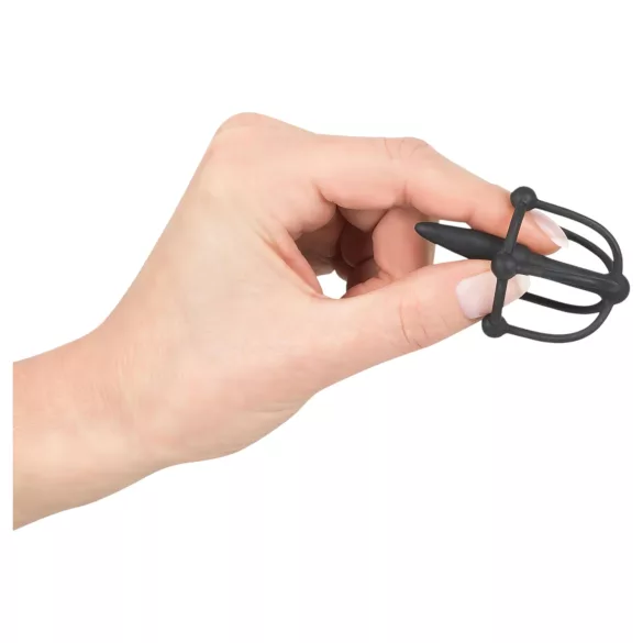 You2Toys - Penisplug - szilikon makk ketrec dilátorral (fekete)