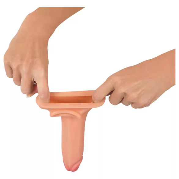 Realistixxx - heregyűrűs hosszabbító péniszköpeny - 19cm (natúr)