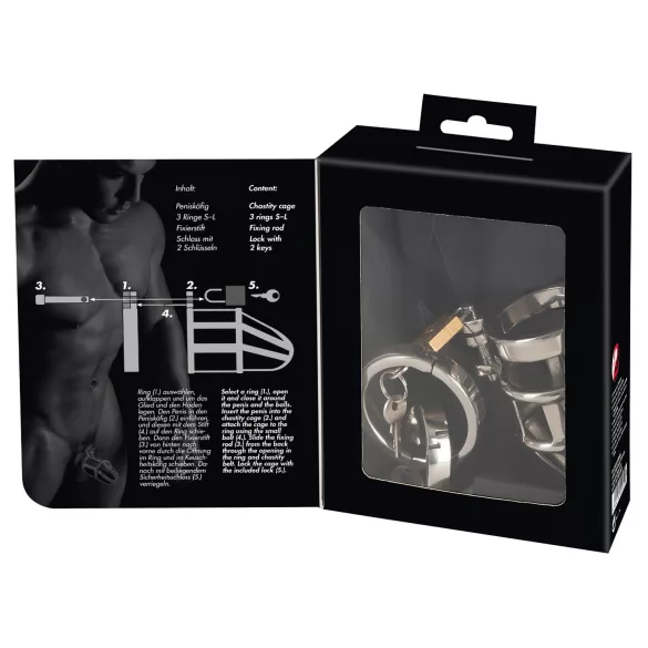 You2Toys Chastity Cage - fém péniszketrec lakattal, férfi erényöv