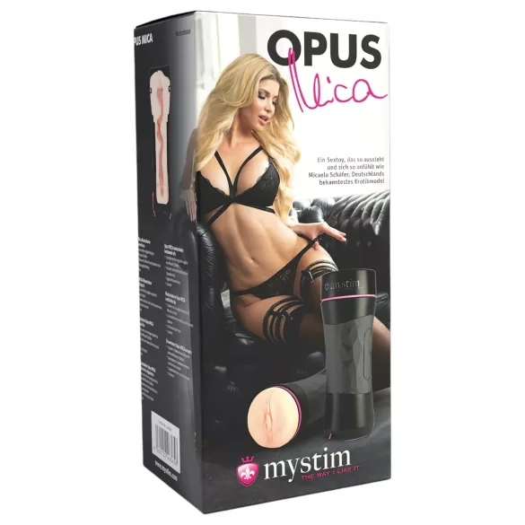 mystim OPUS Mica - élethű művagina maszturbátor (natúr-fekete)
