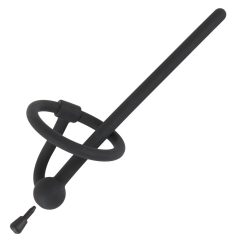   Penisplug - szilikon húgycsőtágító makkgyűrűvel (0,6mm) - fekete