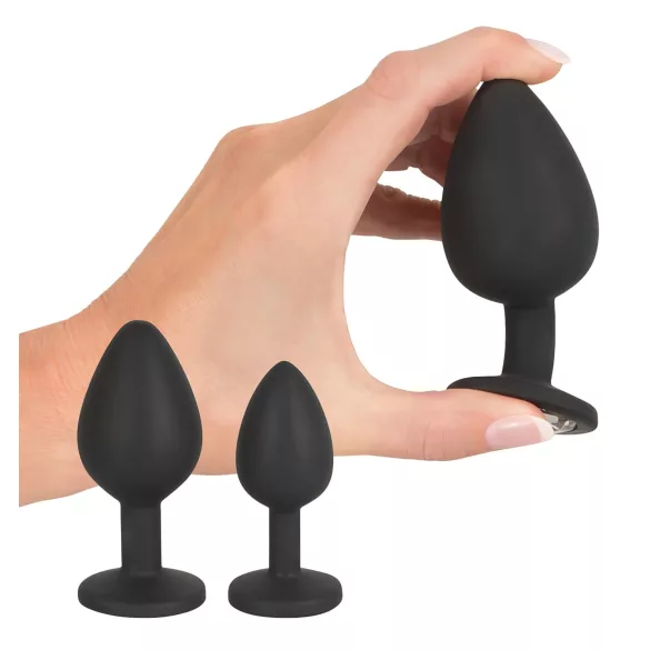 Black Velvets - anál plug szett (4 részes) - fekete
