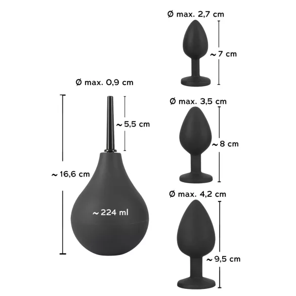 Black Velvets - anál plug szett (4 részes) - fekete
