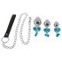 You2Toys - Butt Plug Set - anál plug szett + póráz (ezüst)