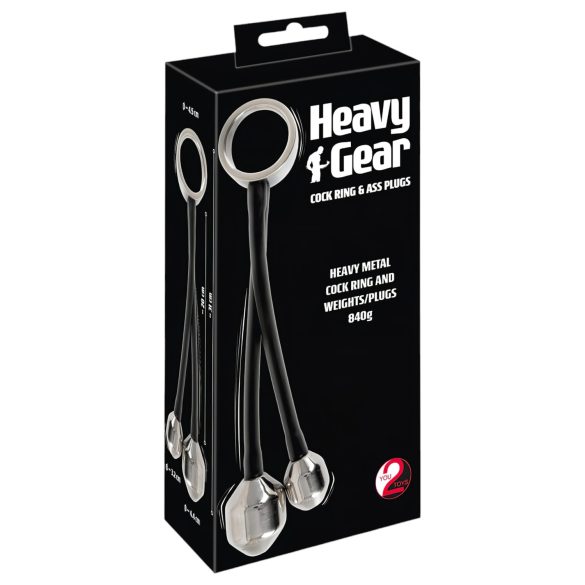 You2Toys Heavy Gear - heregyűrű anál súllyal (fekete)
