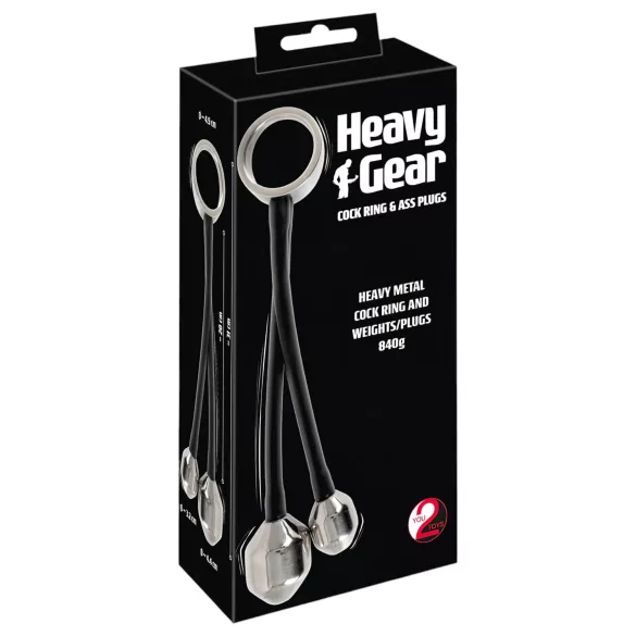 You2Toys Heavy Gear - heregyűrű anál súllyal (fekete)