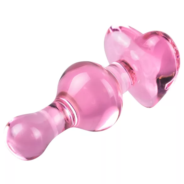 Icicles No. 75 - szíves, üveg anál plug (pink)