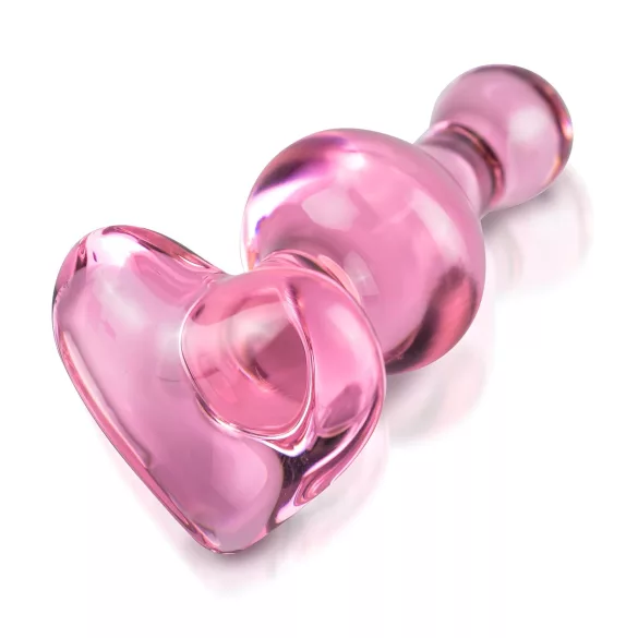 Icicles No. 75 - szíves, üveg anál plug (pink)