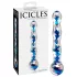 Icicles No. 08 - hullámos, kétvégű, üveg dildó (átlátszó-kék)