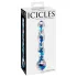 Icicles No. 08 - hullámos, kétvégű, üveg dildó (átlátszó-kék)