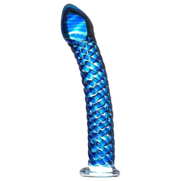 Icicles No. 29 - spirál, pénisz üveg dildó (kék)