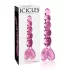Icicles No. 43 - gyöngyös, szíves üveg dildó (pink)