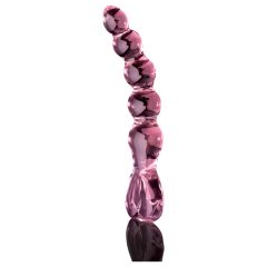 Icicles No. 43 - gyöngyös, szíves üveg dildó (pink)