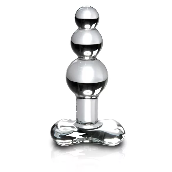 Icicles No. 47 - tripla gyöngyös, üveg anál plug (átlátszó)