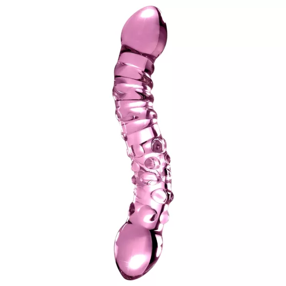 Icicles No. 55 - kétvégű, G-pont üveg dildó (pink)