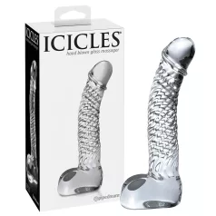   Icicles No. 61 - herés, péniszes üveg dildó (átlátszó)
