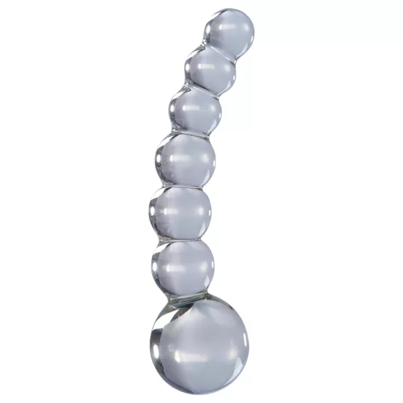Icicles No. 66 - íves, gömbös, üveg dildó (átlátszó)