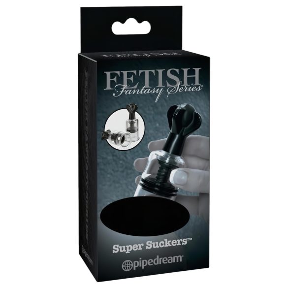 Fetish Super Suckers - mellbimbó szívó pumpa (fekete-átlátszó)