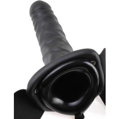   Fetish Strap-On 8 - felcsatolható, üreges vibrátor (fekete)