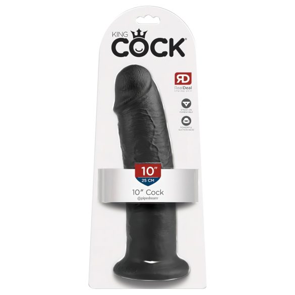 King Cock 10 - tapadókorongos dildó (25cm) - fekete