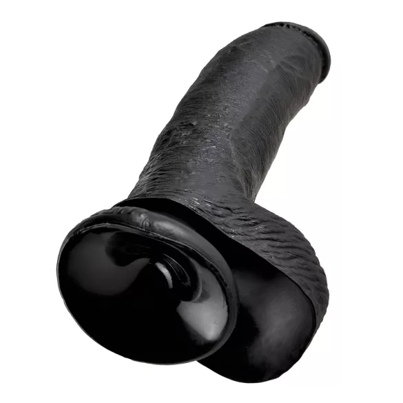 King Cock 9 - nagy tapadókorongos, herés dildó (23cm) - fekete