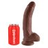 King Cock 9 - nagy tapadókorongos, herés dildó (23cm) - barna