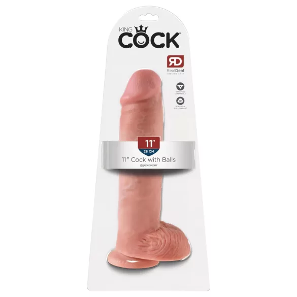 King Cock 11 - tapadókorongos, herés dildó (28 cm, natúr)