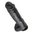 King Cock 11 - nagy tapadókorongos, herés dildó (28cm) - fekete