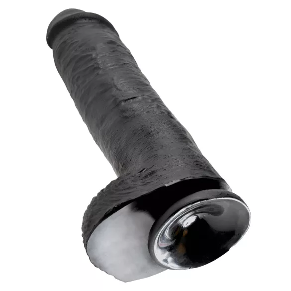 King Cock 11 - nagy tapadókorongos, herés dildó (28cm) - fekete