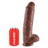 King Cock 11 - nagy tapadókorongos, herés dildó (28cm) - barna
